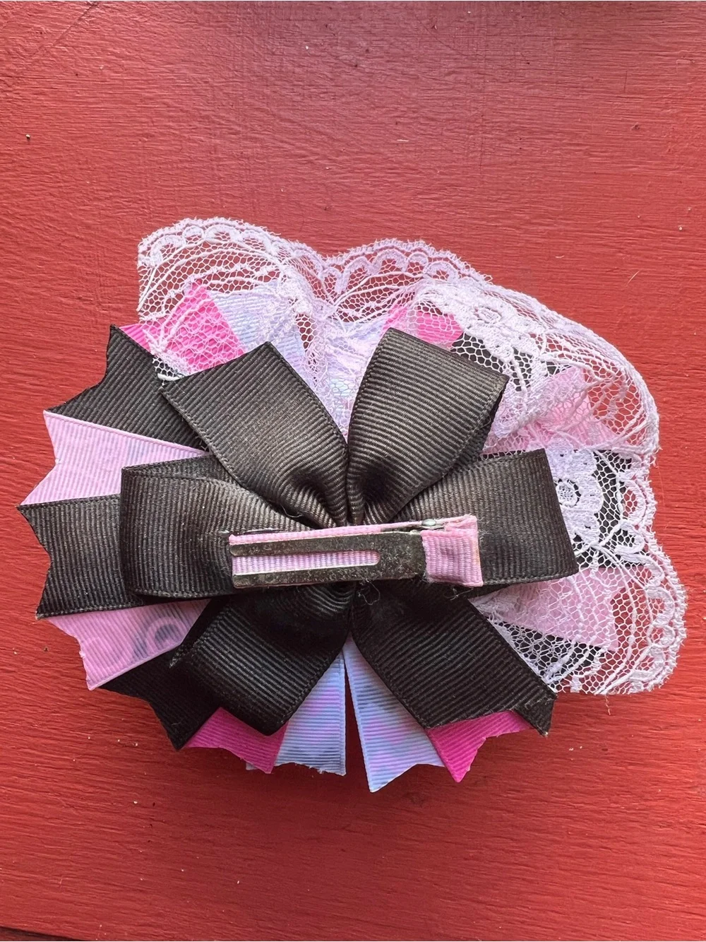 Handmade Pink & Brown Turkey Bow Hair Clip for Girls